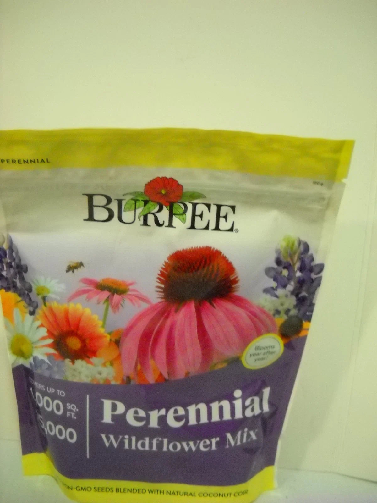 Wildflower Seed Mix 1,000 Sq Ft Non-GMO Burpee Perennial Variety for Pollinators and Natural Gardens