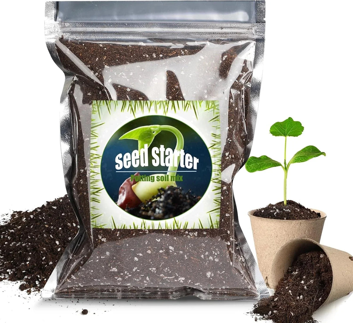 Organic Seed Starter Potting Soil Mix 1qt, All Natural Premium Blend for Seedlings and Plants, Ideal for Gardening